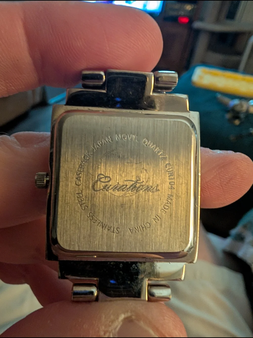 Vintage Curations Square Silver Crystal-Frame Women's Watch With brand New Batt